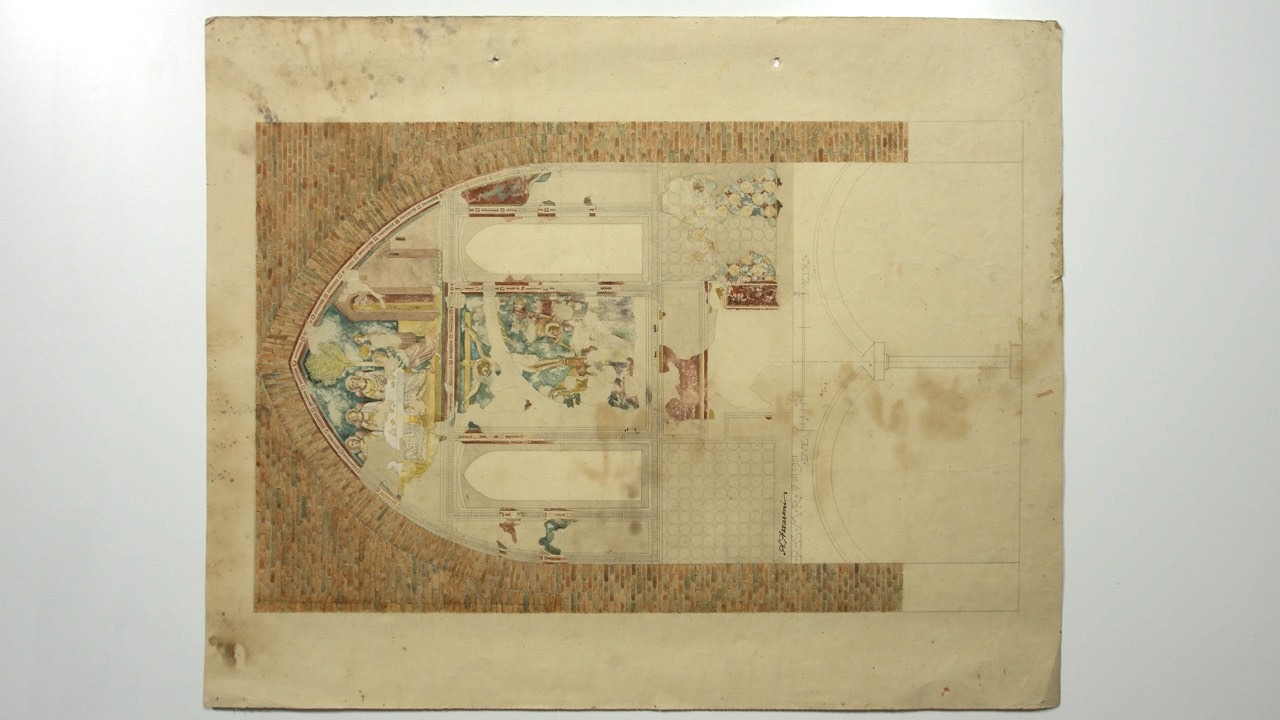 Avanzi degli affreschi della basilica di San Francesco di Ravenna (disegno architettonico) di Azzaroni Alessandro (primo quarto XX)
