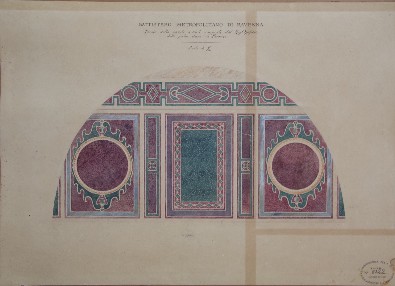 Tarsia marmorea del Battistero Neoniano di Ravenna (disegno architettonico) - ambito italiano (XIX)