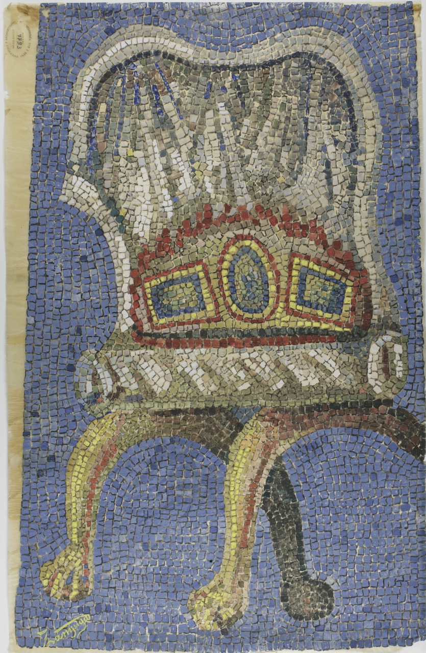 Calco al vero a colori della poltrona sotto il portico della cupola del Battistero Neoniano di Ravenna (disegno architettonico) di Zampiga, Giuseppe (XIX-XX)