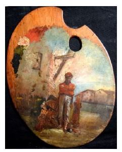 Garibaldino e battaglia di Mentana (tavolozza) - ambito italiano (seconda metà XIX)