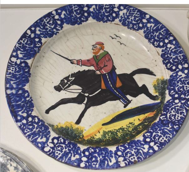 Garibaldi a cavallo (piatto) - manifattura italiana (seconda metà XIX)