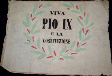 Viva Pio IX e la Costituzione (manifesto) - manifattura italiana (metà XIX)
