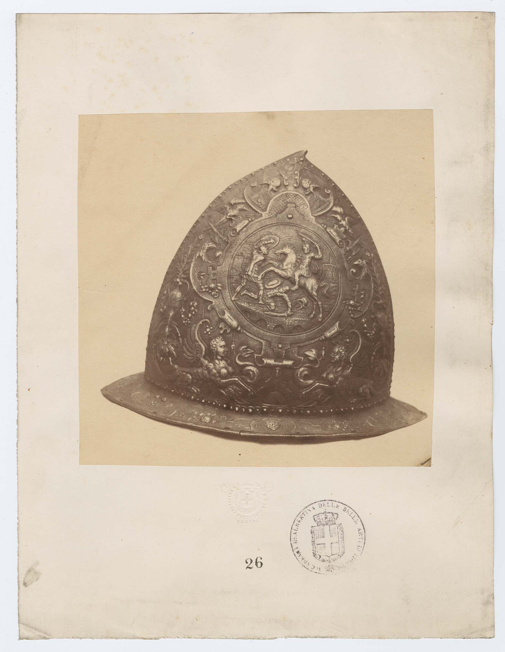 Torino - Armeria Reale - Armi difensive - Armature (parti) - Elmi - E116 (positivo) di Chiapella, Francesco Maria (terzo quarto XIX)