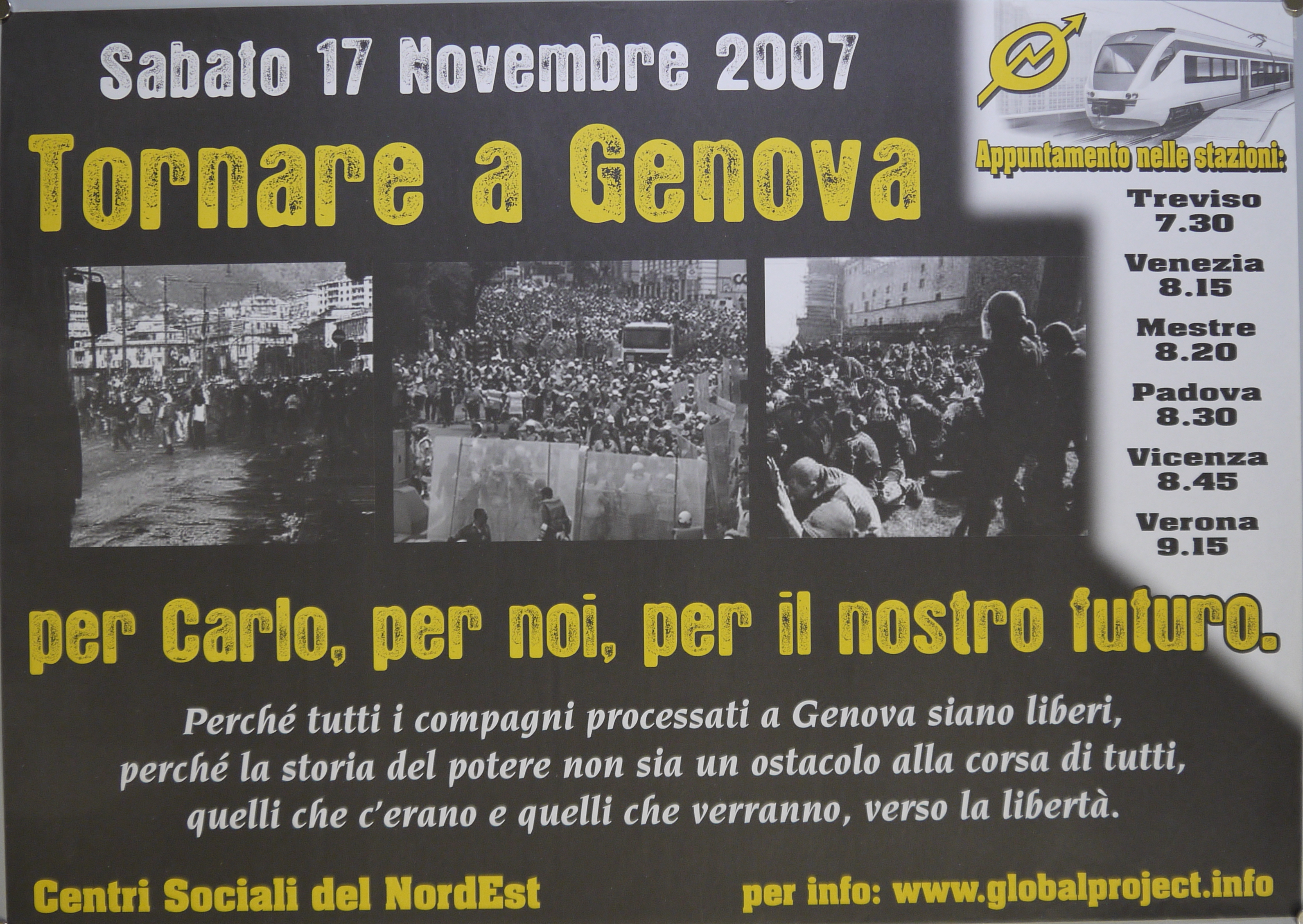 Tre scatti fotografici dal G8 di Genova 2001 (manifesto) - ambito veneto (inizio XXI)