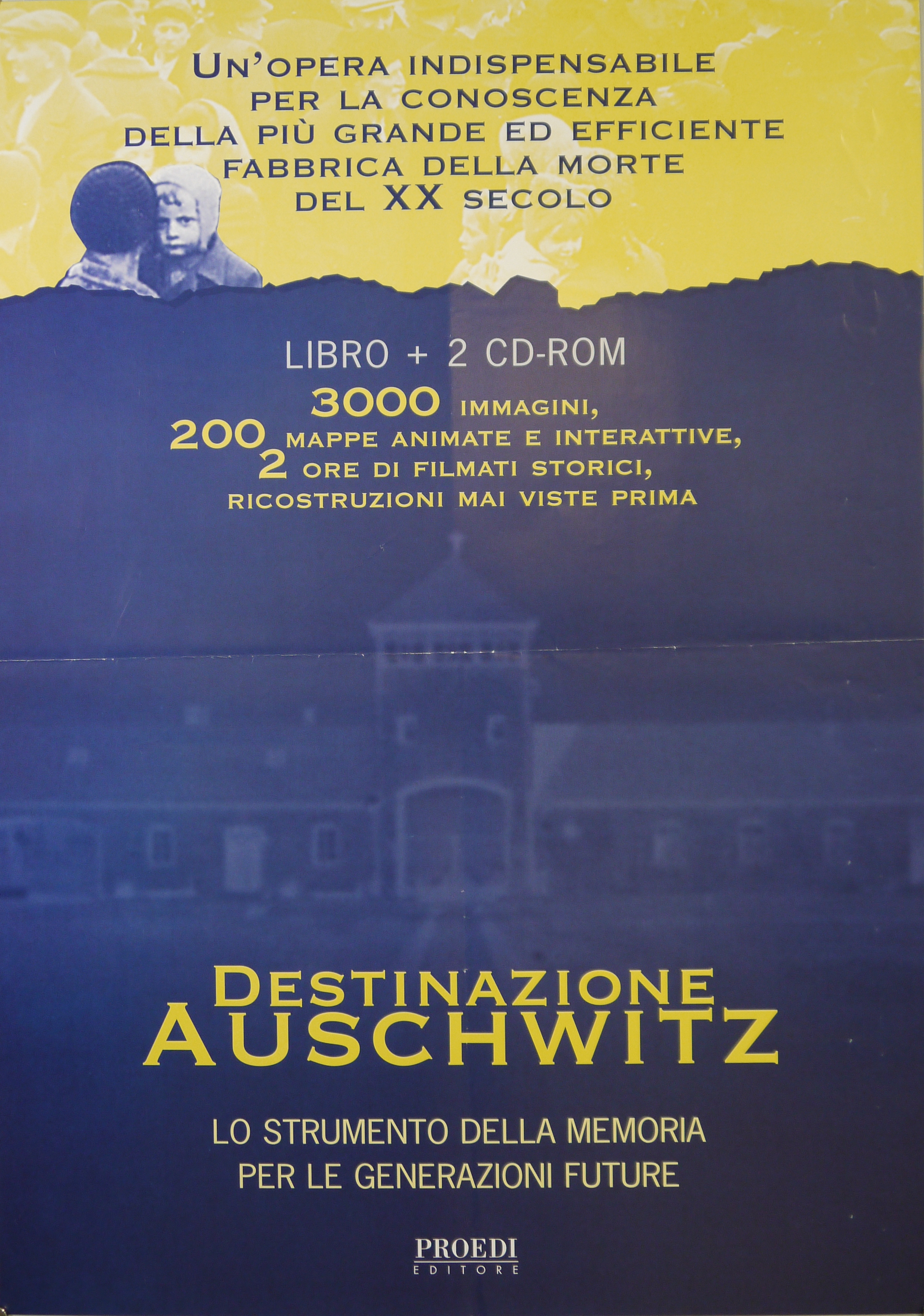 Mamma con bambino deportati ad Auschwitz, fotografia della torre d'accesso al campo di concentramento di Auschwitx (manifesto) - ambito milanese (inizio XXI)