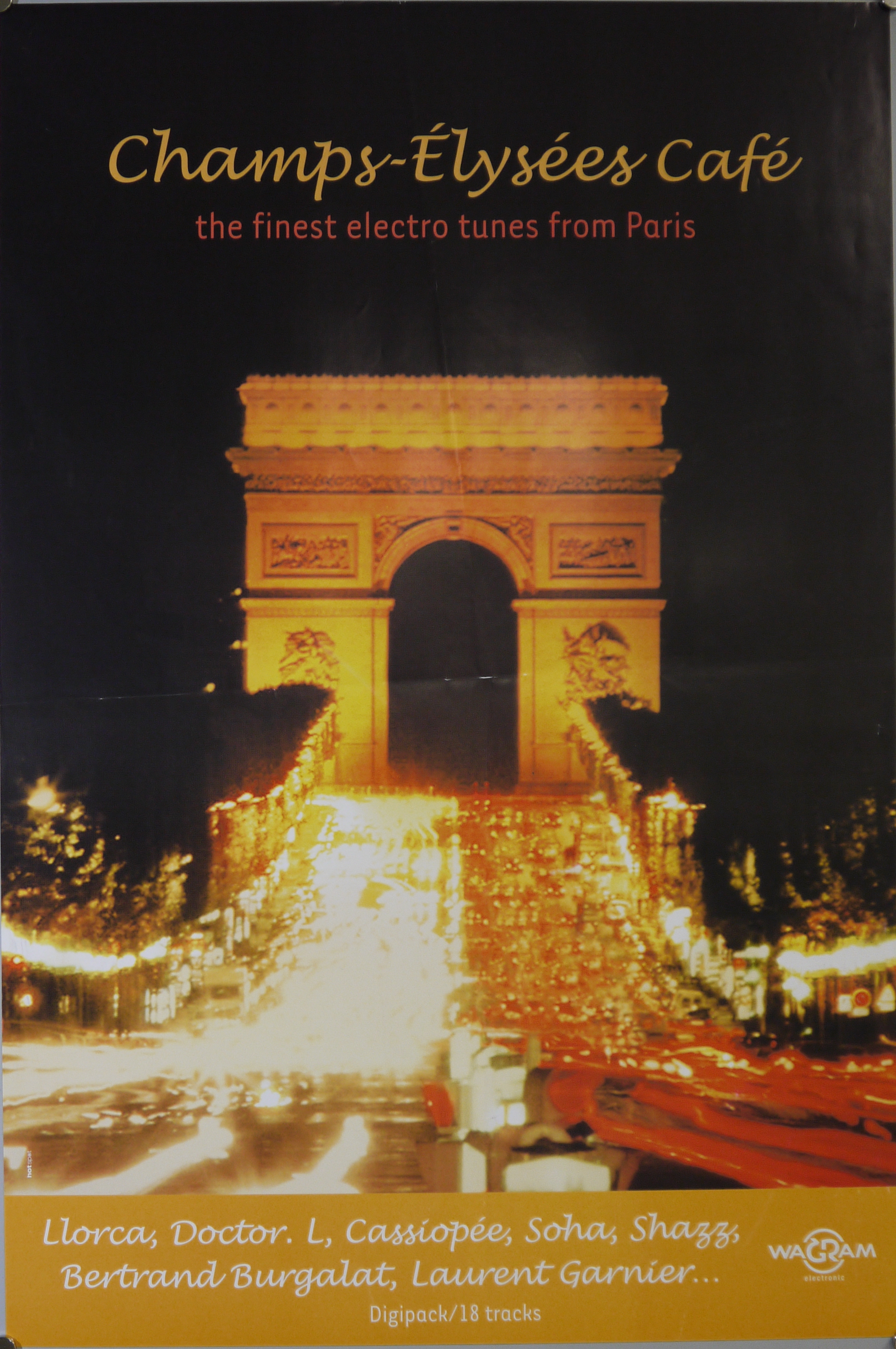 Notturno sull'Arco di Trionfo e sugli Champs-Elysées illuminati (manifesto) - ambito francese (inizio XXI)