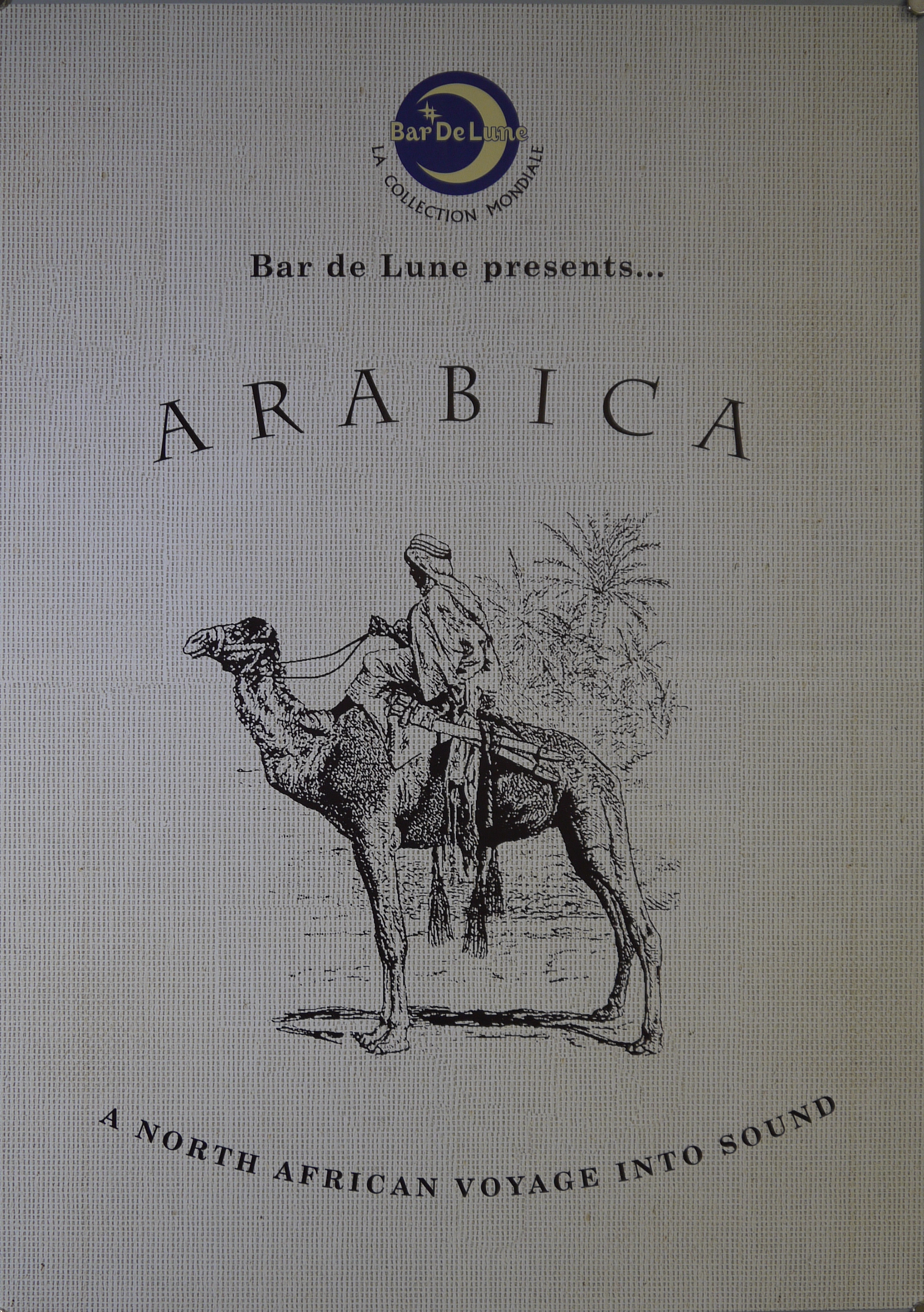 Beduino armato a cavallo di un dromedario presso un'oasi (manifesto) - ambito inglese (inizio XXI)