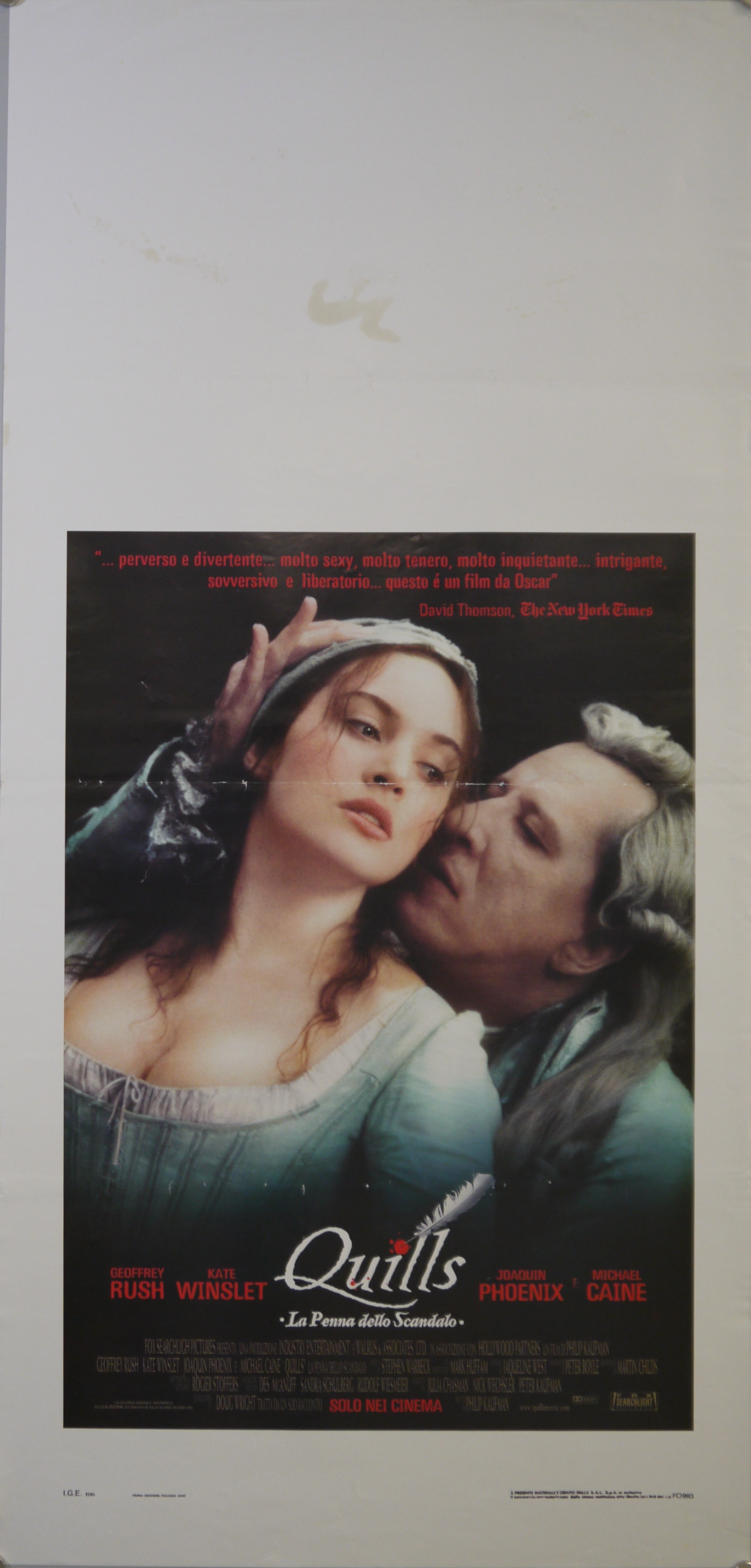 Il Marchese de Sade (Geoffrey Rush) abbraccia Madeleine LeClerc (Kate Winslet) (manifesto) - ambito inglese (inizio XXI)