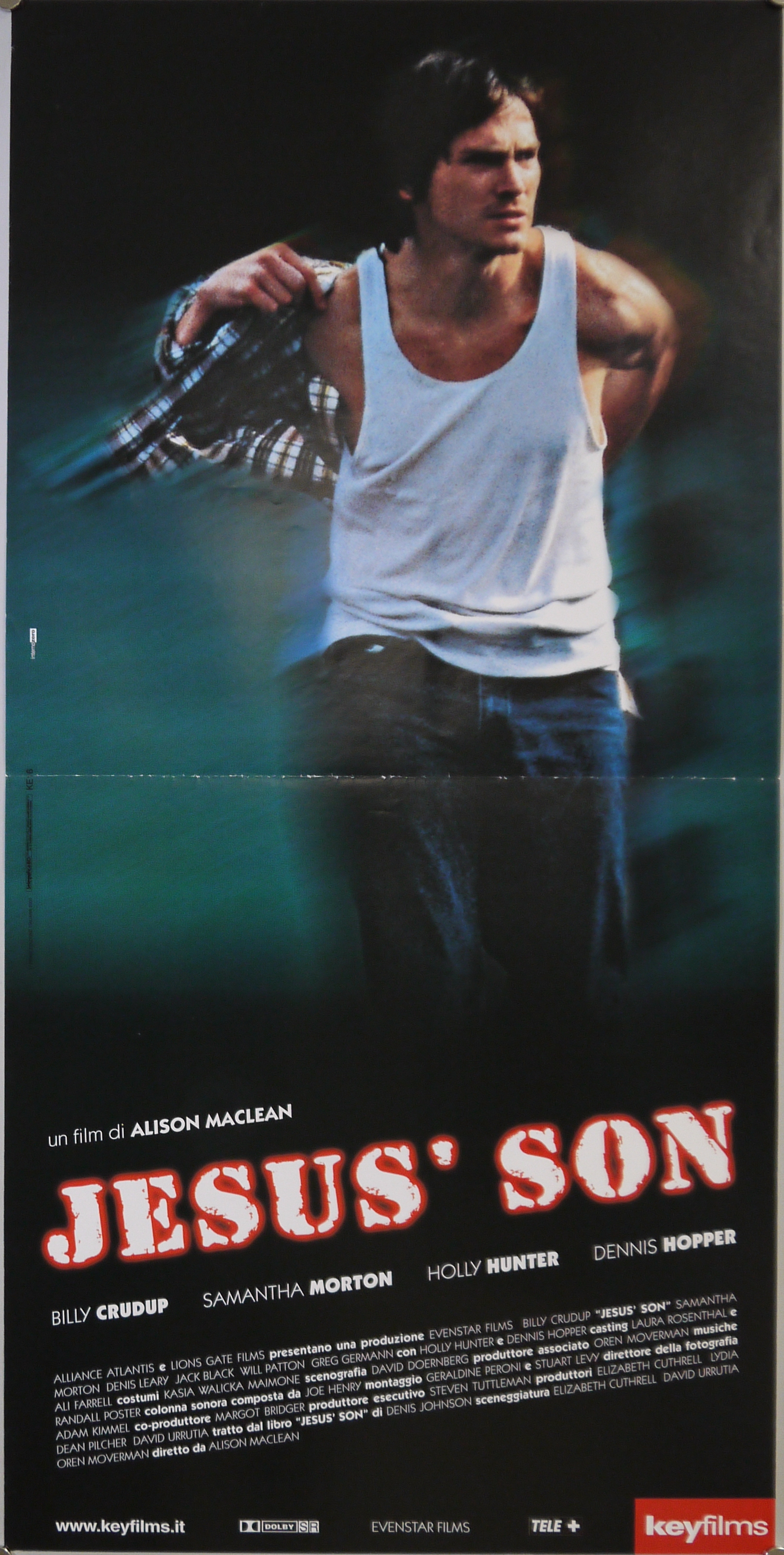 Il giovane FH (Billy Crudup) protagonista del film mentre avanza camminando e infilandosi una camicia (manifesto) di Internozero - ambito America settentrionale (fine XX)