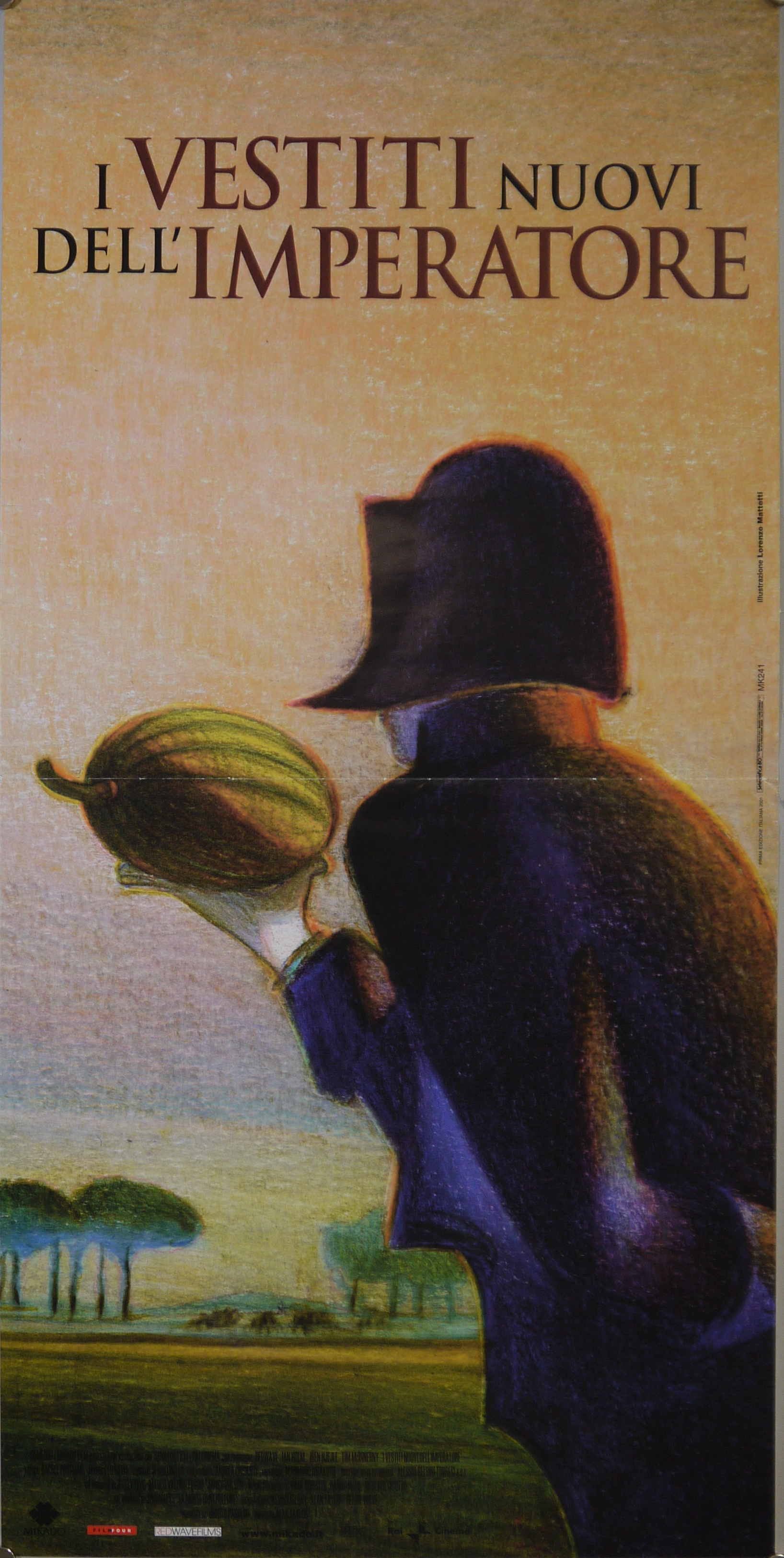 Napoleone di schiena con anguria in mano guarda verso un'ampia pianura (locandina) di Mattotti Lorenzo - ambito inglese (inizio XXI)