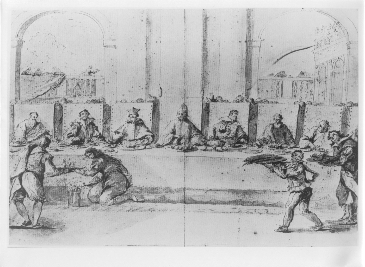 Banchetto del Doge Giovanni Corner, Fasti veneziani (disegno) di Giovanni Antonio Guardi (XVIII)