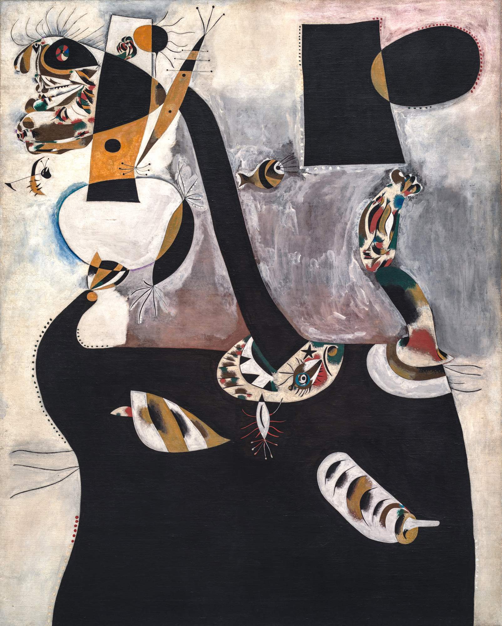 Donna seduta II (Femme assise II), figura femminile (dipinto) di Mirò Juan (secondo quarto XX)