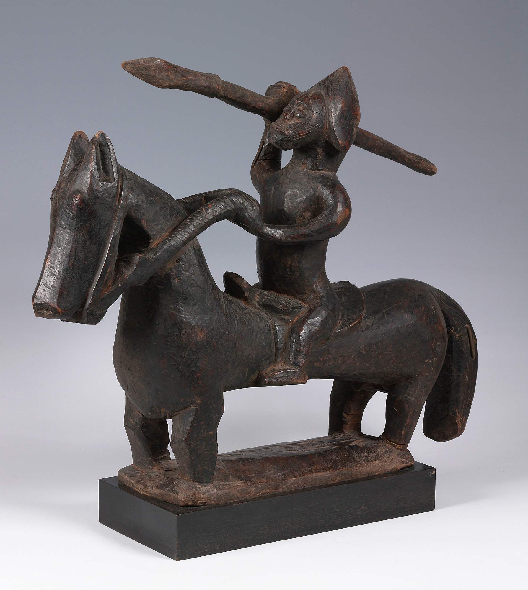 Cavallo e cavaliere, figura equestre (scultura) - ambito della Costa D'Avorio (prima metà XX)