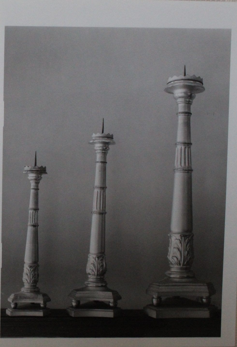 candeliere da chiesa, serie - bottega romagnola (secondo quarto XIX)