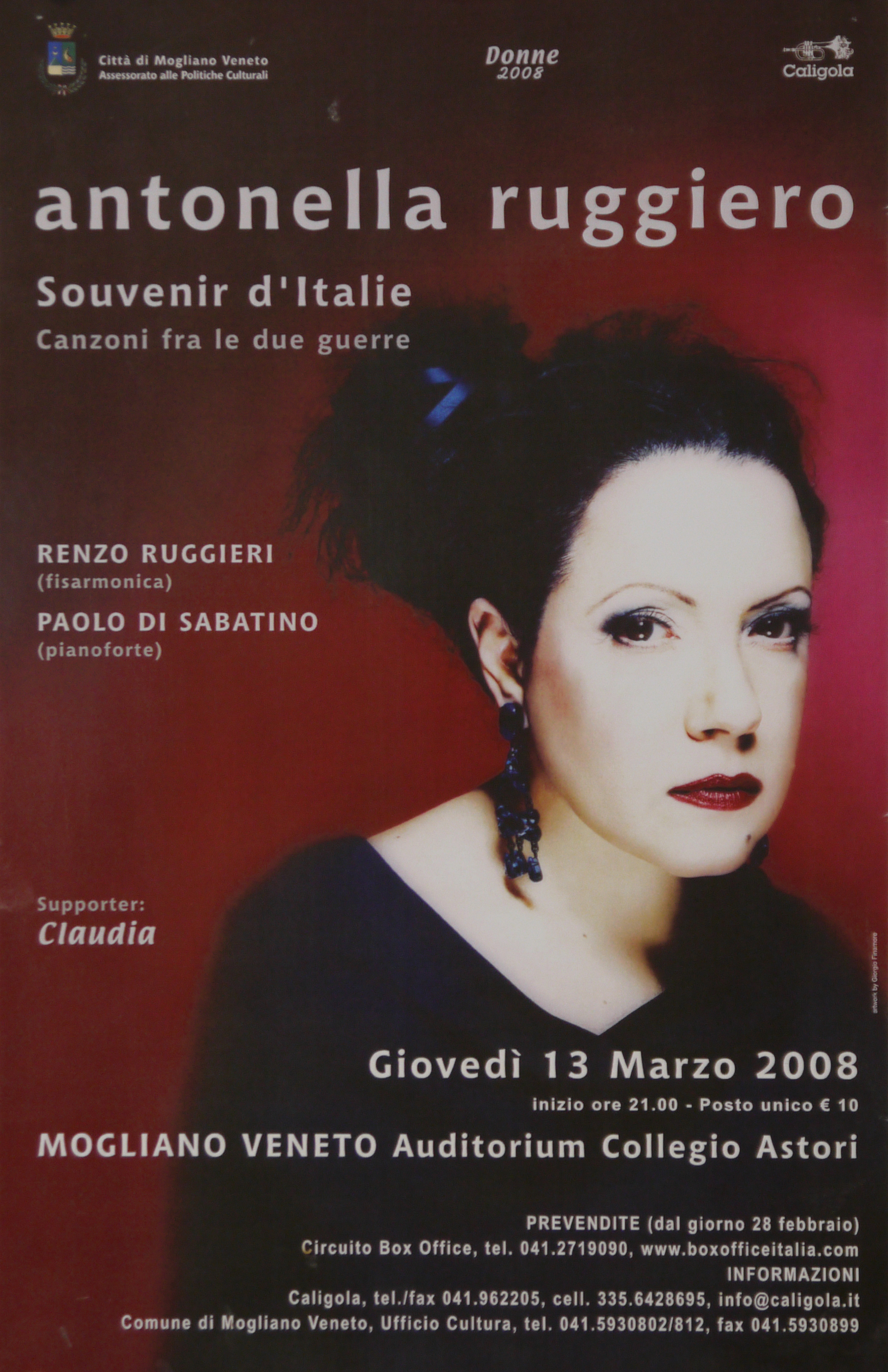ritratto fotografico della cantautrice Antonella Ruggiero (locandina) - ambito veneto (inizio XXI)