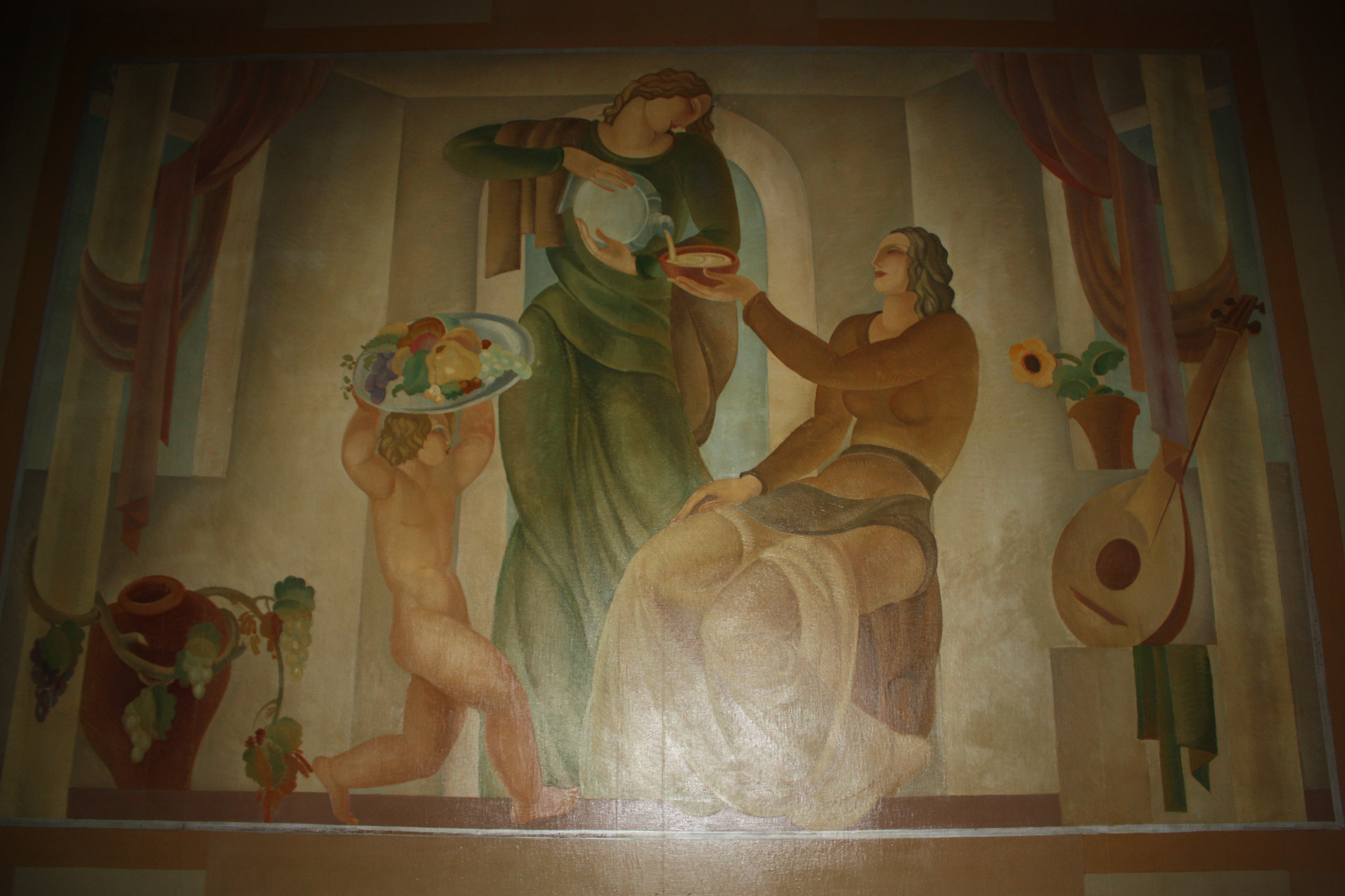L’ospitalità, figure femminili (dipinto) di La Rovere Virginio (attribuito) (XX)