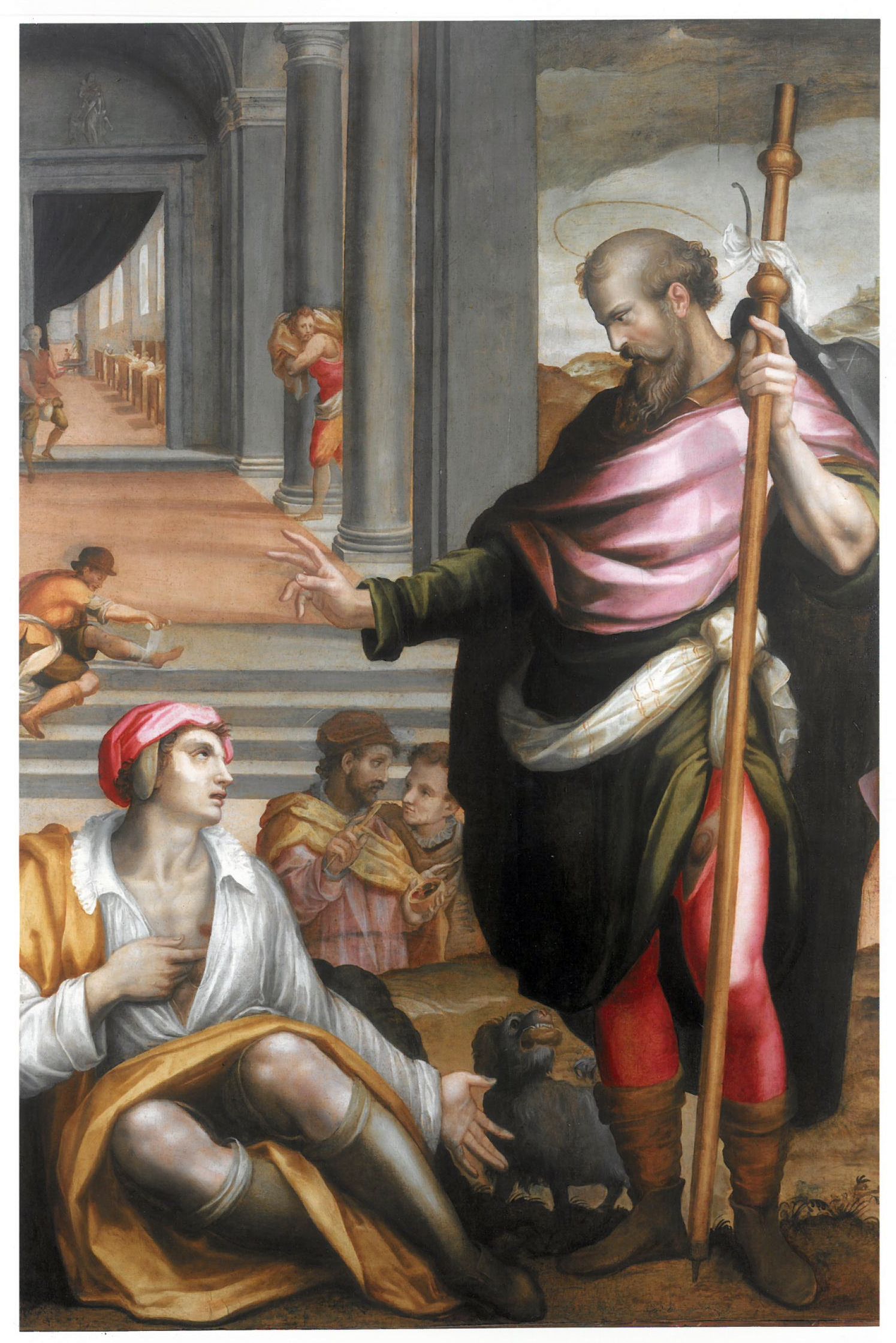 San Rocco e gli appestati (dipinto) di Cavalori Mirabello detto Salicorno (attribuito) (sec. XVI)