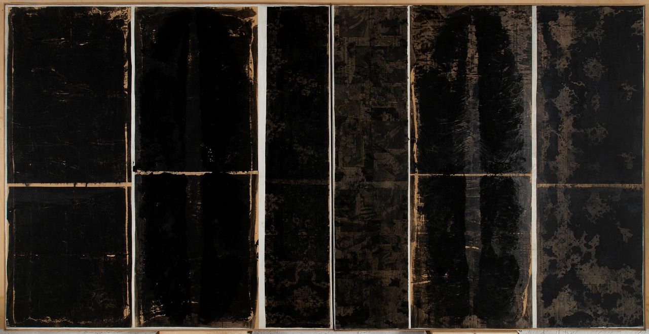 Camera oscura, composizione astratta (opera bidimensionale) di Scialoja Toti (Sec. XX)