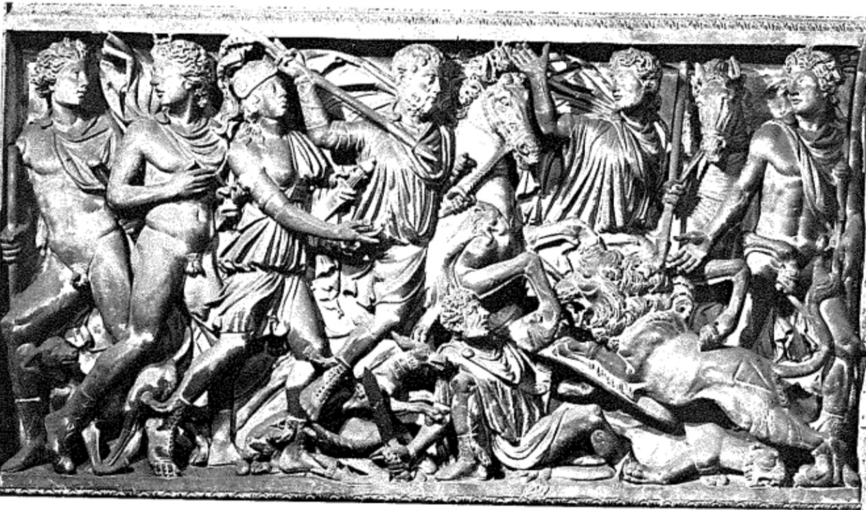 Caccia al leone (sarcofago/ fronte, Mattei I) (seconda metà SECOLI/ III)