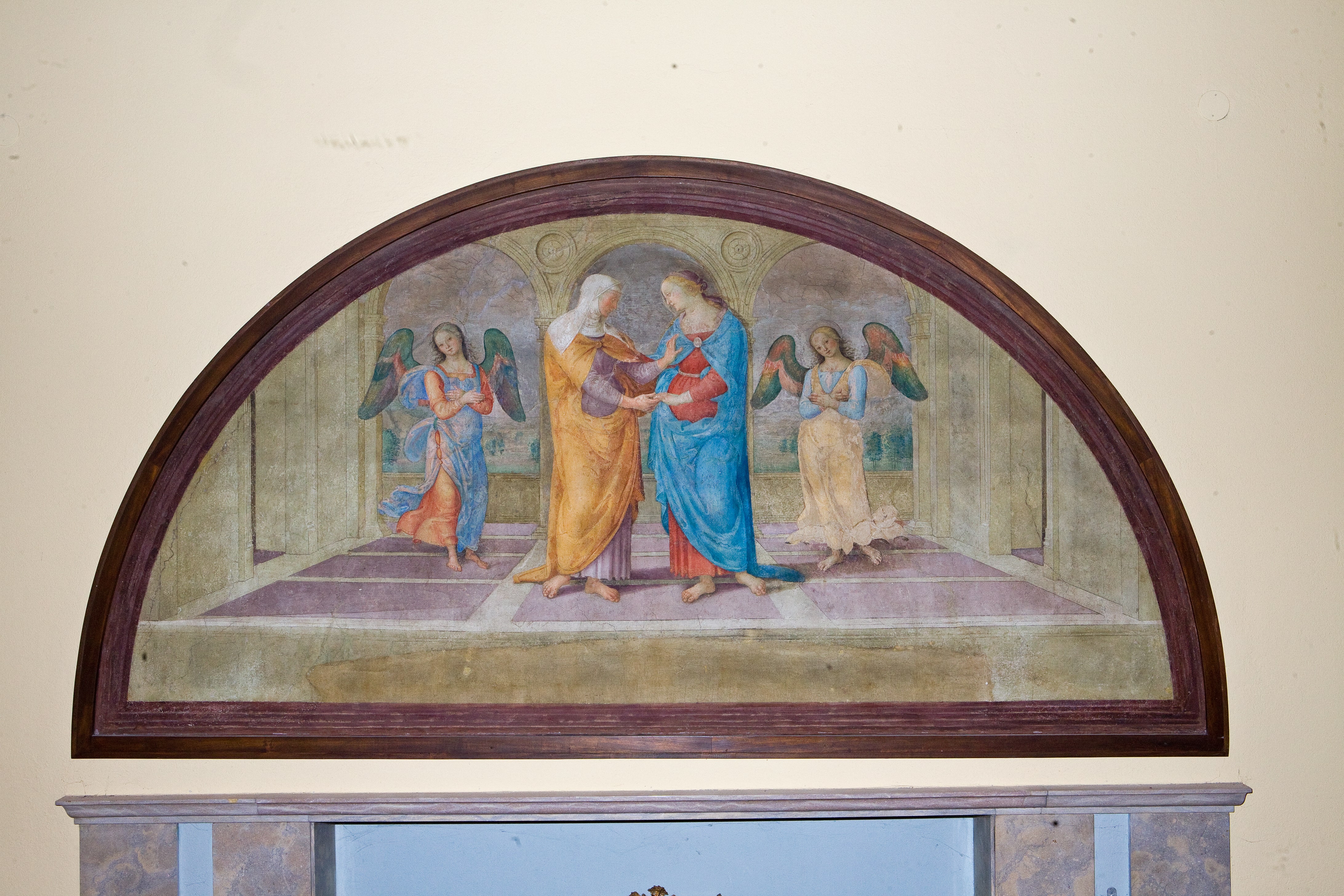 Visitazione (dipinto) di Giovanni di Pietro detto lo Spagna (attribuito) (sec. XVI)