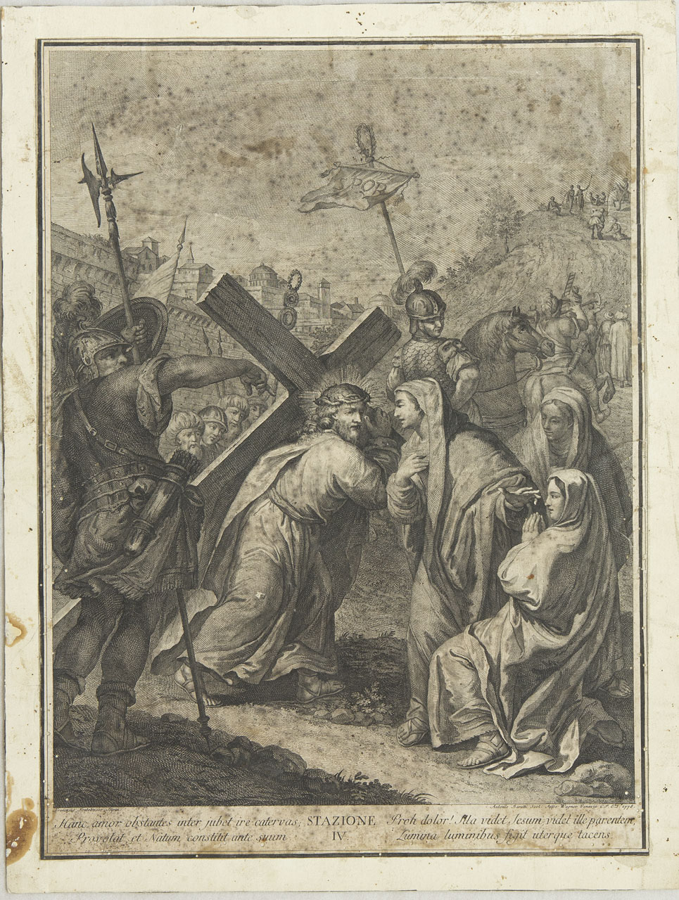 Gesù incontra sua Madre (stampa controfondata smarginata, serie) di Baratti Antonio, Fontebasso Francesco - ambito veneziano (sec. XVIII)