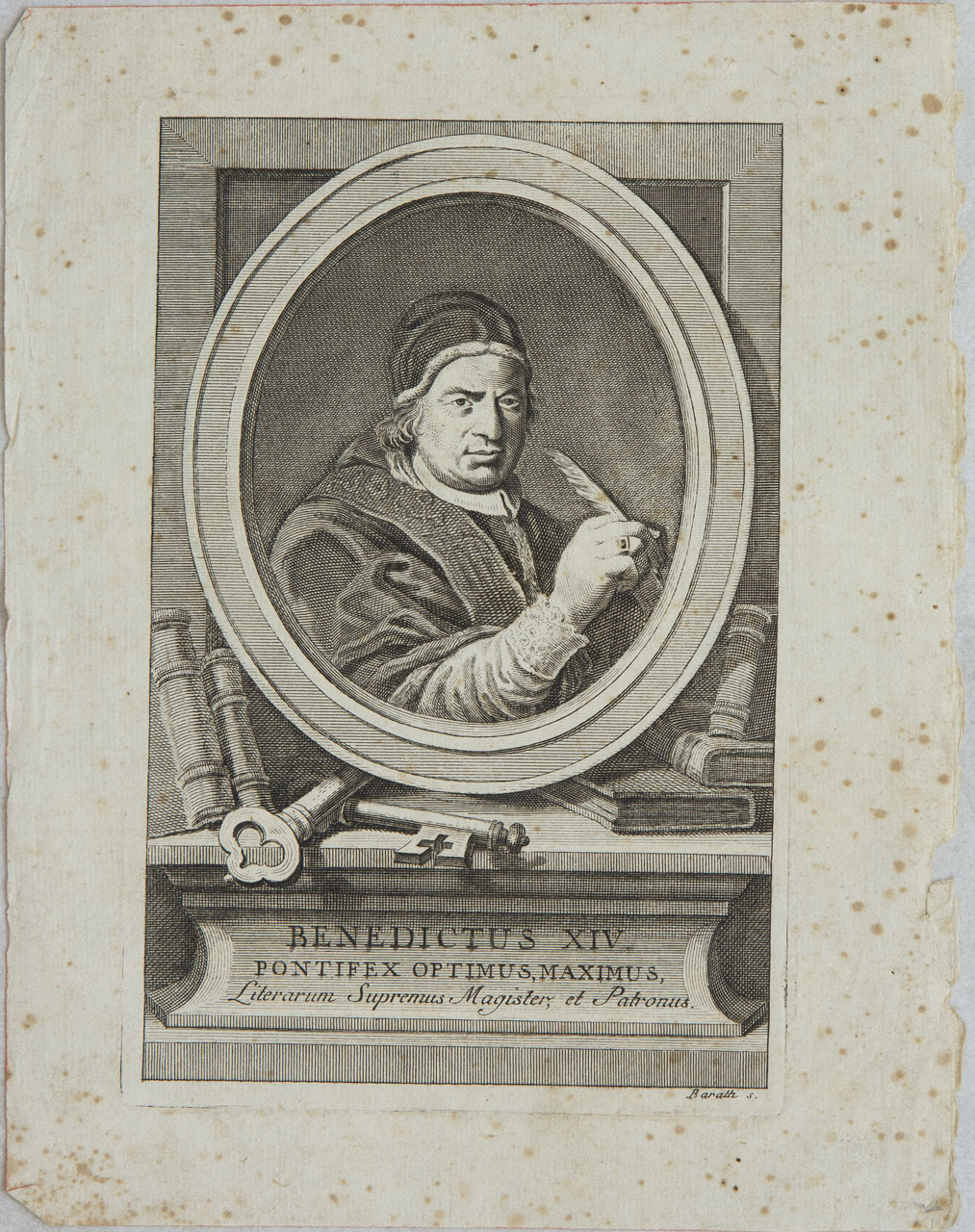 Ritratto di papa Benedetto XIV (stampa) di Baratti Antonio - ambito veneziano (sec. XVIII)