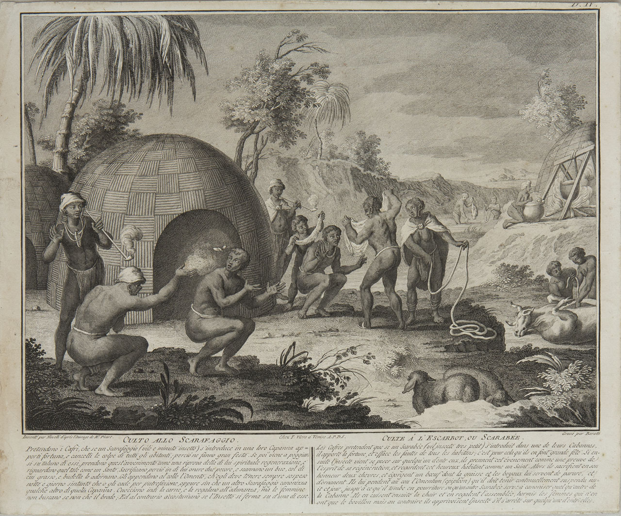 Scena rituale (stampa smarginata, serie) di Baratti Antonio (attribuito), Novelli Pietro Antonio (attribuito) - ambito veneziano (sec. XVIII)