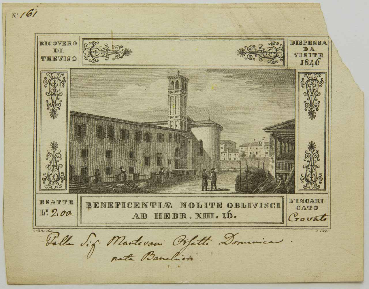 Veduta di Treviso (stampa smarginata) di Nani Antonio - ambito bellunese (sec. XIX)