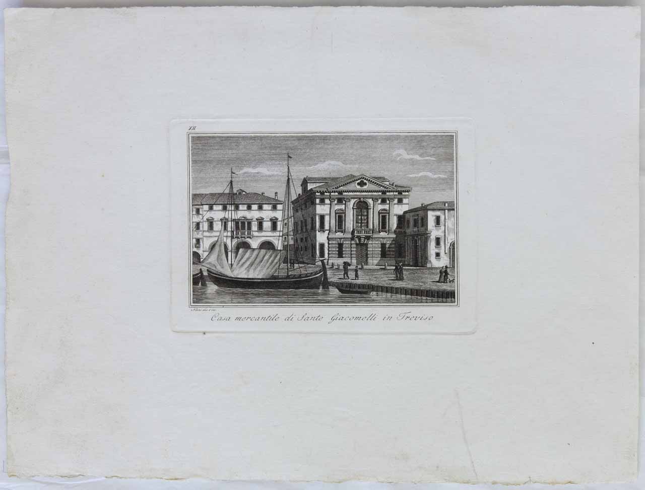 Veduta di Palazzo Giacomelli in Treviso (stampa) di Nani Antonio - ambito bellunese (sec. XIX)