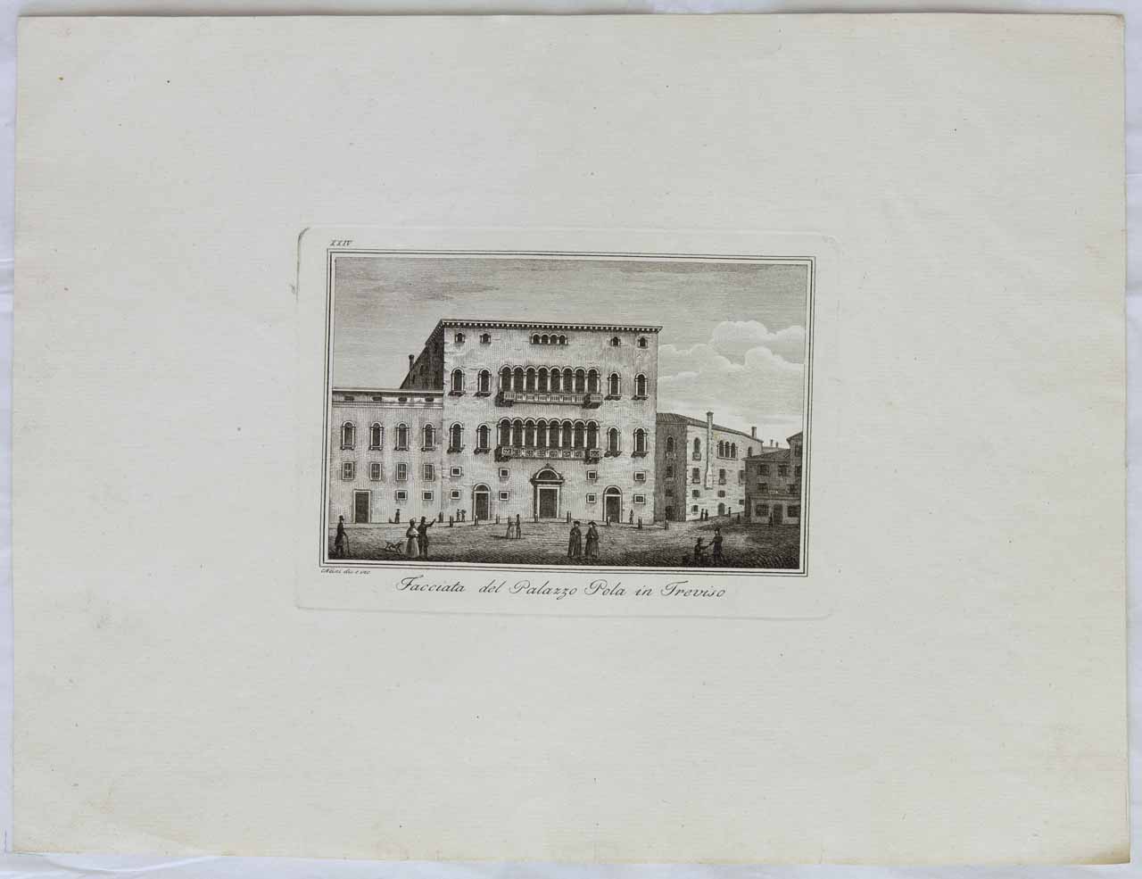 Veduta di Palazzo Pola in Treviso (stampa) di Nani Antonio - ambito bellunese (sec. XIX)