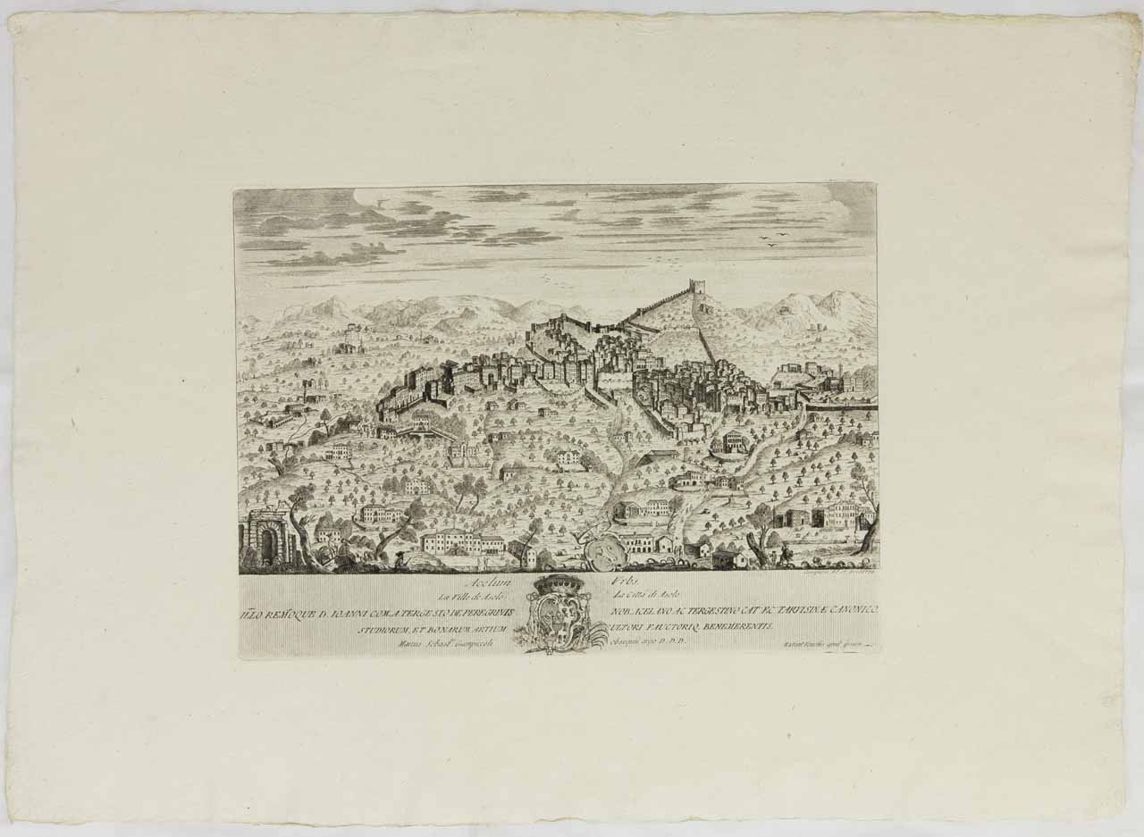 Veduta di Asolo (stampa) di Giampiccoli Marco Sebastiano - ambito veneziano (sec. XVIII)