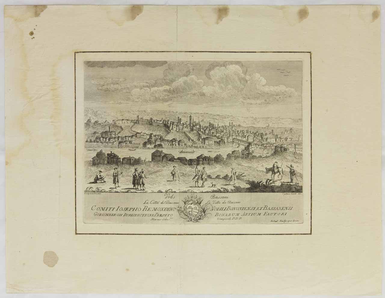 Veduta di Bassano (stampa) di Giampiccoli Marco Sebastiano, Cavalli Gaetano - ambito veneziano (sec. XVIII)