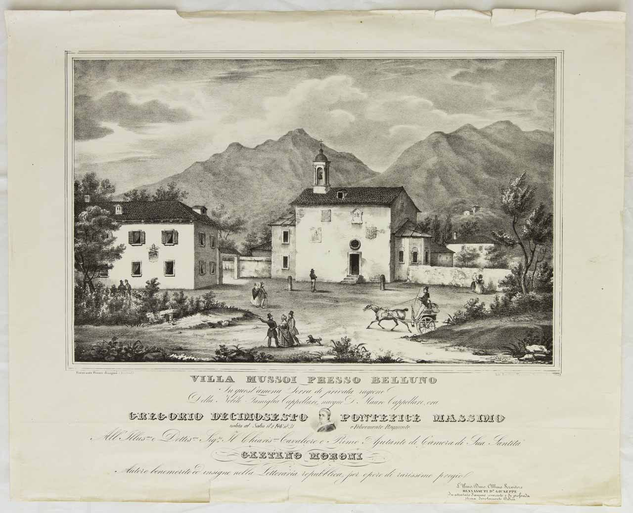 Veduta di Mussoi, presso Belluno (stampa) di Penuti Fioravante - ambito veronese (sec. XIX)