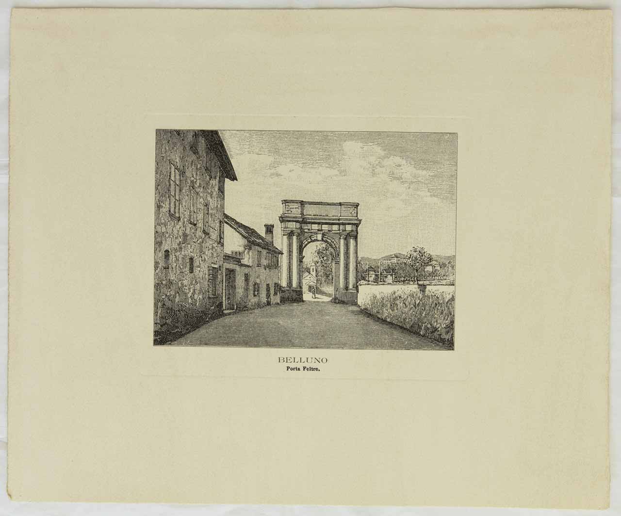 Veduta di Porta Feltre a Belluno (stampa, serie) - ambito veneto (sec. XX)