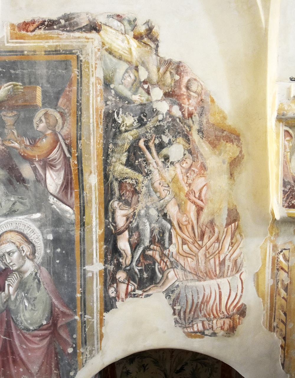 anime dannate bollite nel calderone (dipinto, frammento) di Mazzaforte Giovanni di Corraduccio (attribuito) (XV)