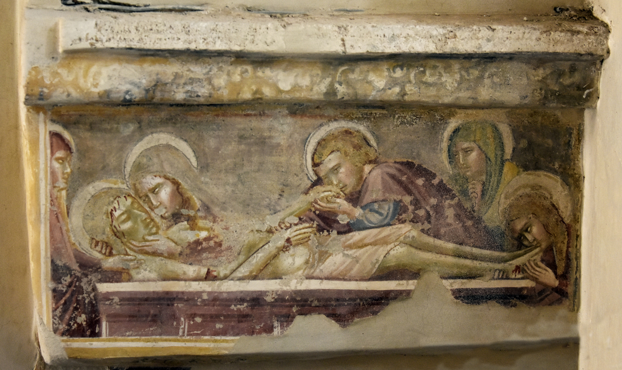 Cristo deposto nel sepolcro (dipinto, frammento) di Mazzaforte Giovanni di Corraduccio (attribuito) (XV)