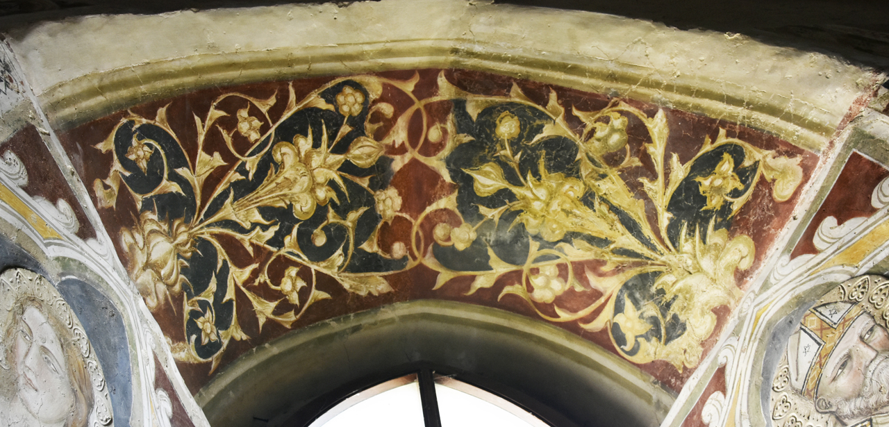 Motivi decorativi vegetali (dipinto, elemento d'insieme) - ambito spoletino (prima metà XIV)