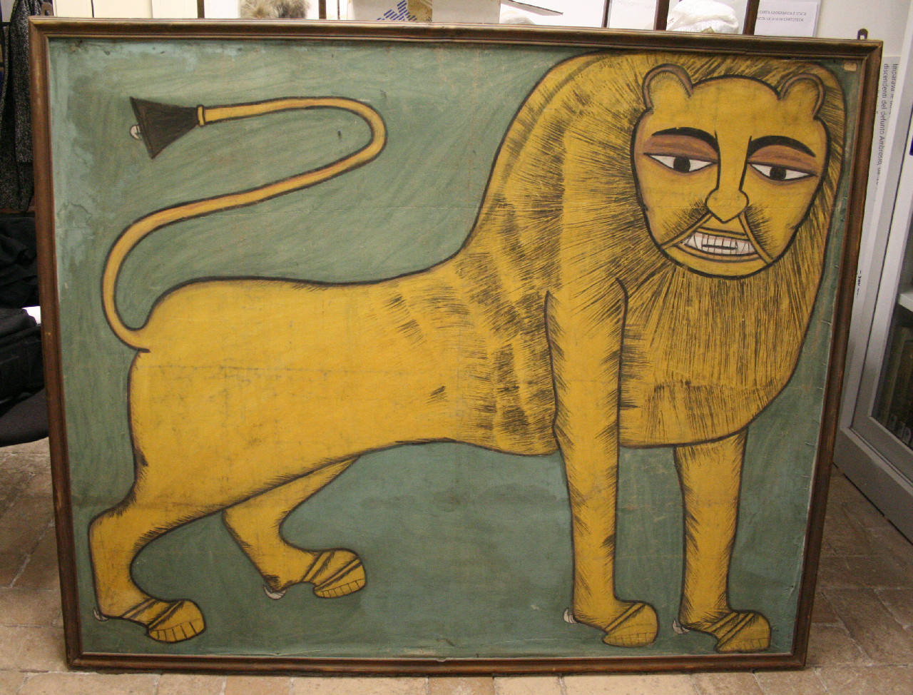 Leone ruggente (dipinto, opera isolata) - ambito Africa orientale (primo quarto XX secolo)