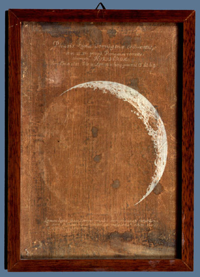 Fase di Luna crescente osservata a Norimberga l'11 aprile 1681, Raffigurazione dei fenomeni celesti (Tavola illustrata) di Eimmart, Maria Clara - ambito tedesco (fine XVII)