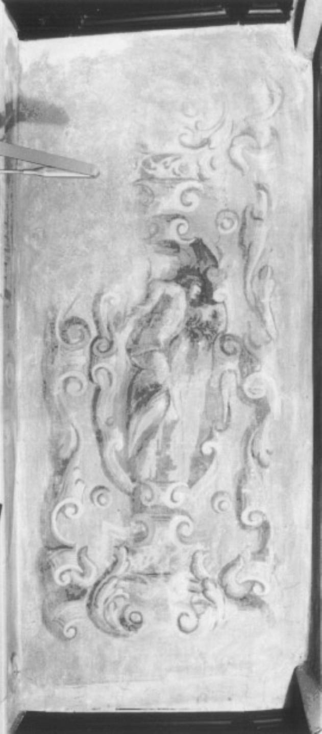 Figura coricata e motivi decorativi fitomorfi a volute (dipinto) - ambito veneto (sec. XVII)