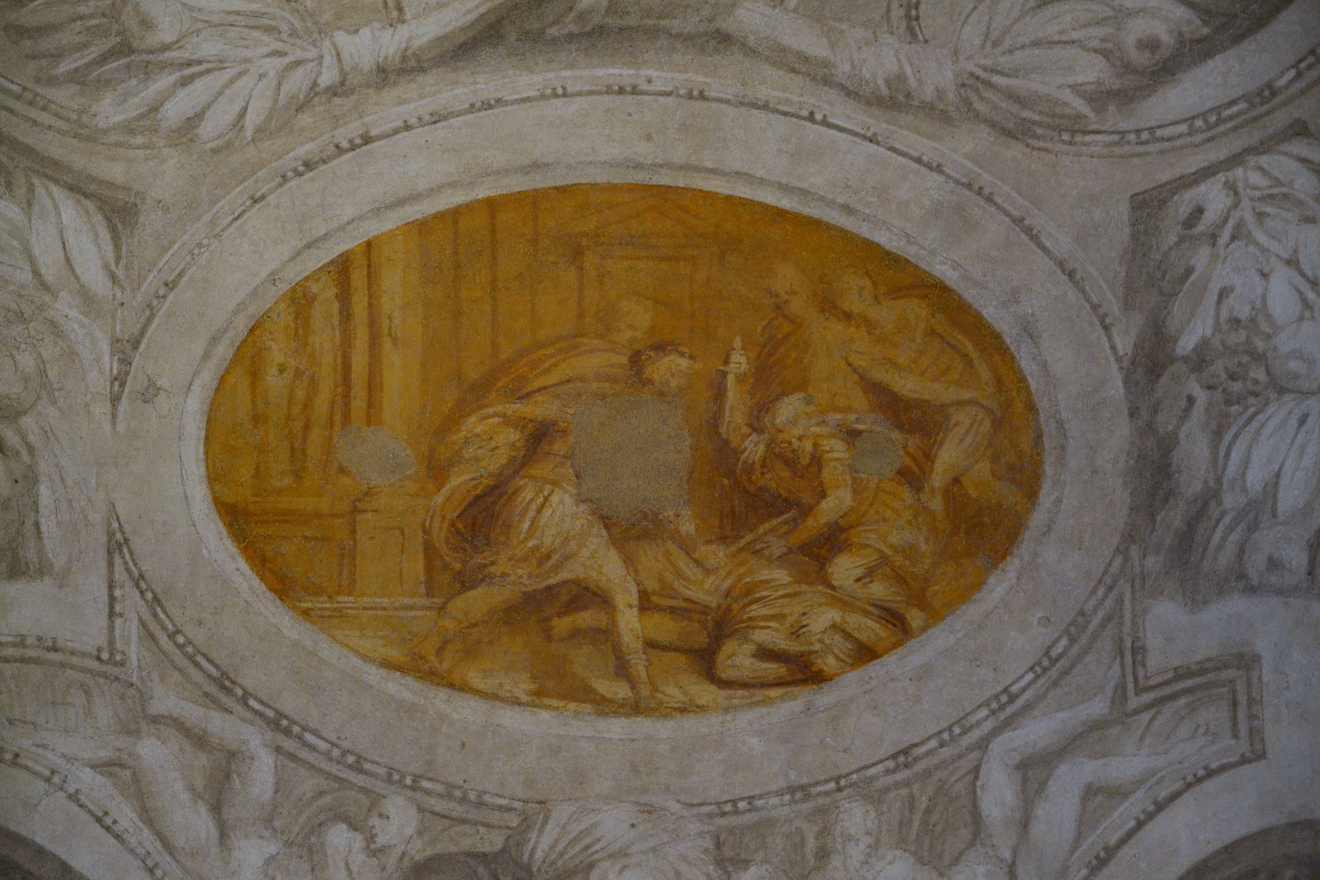 Uccisione di Giulio Cesare/ monocromo (dipinto) di Zelotti Giambattista (sec. XVI)