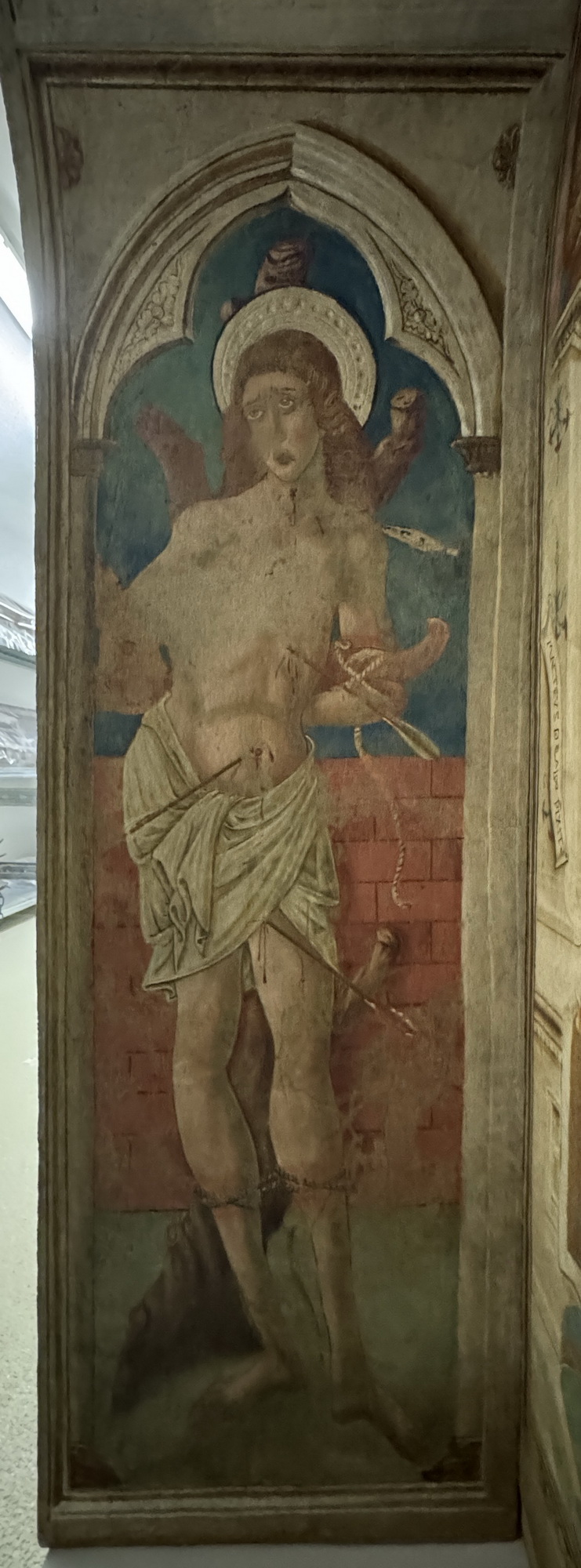San Sebastiano (dipinto, elemento d'insieme) di Matteo di Pietro detto Matteo da Gualdo (sec. XV)