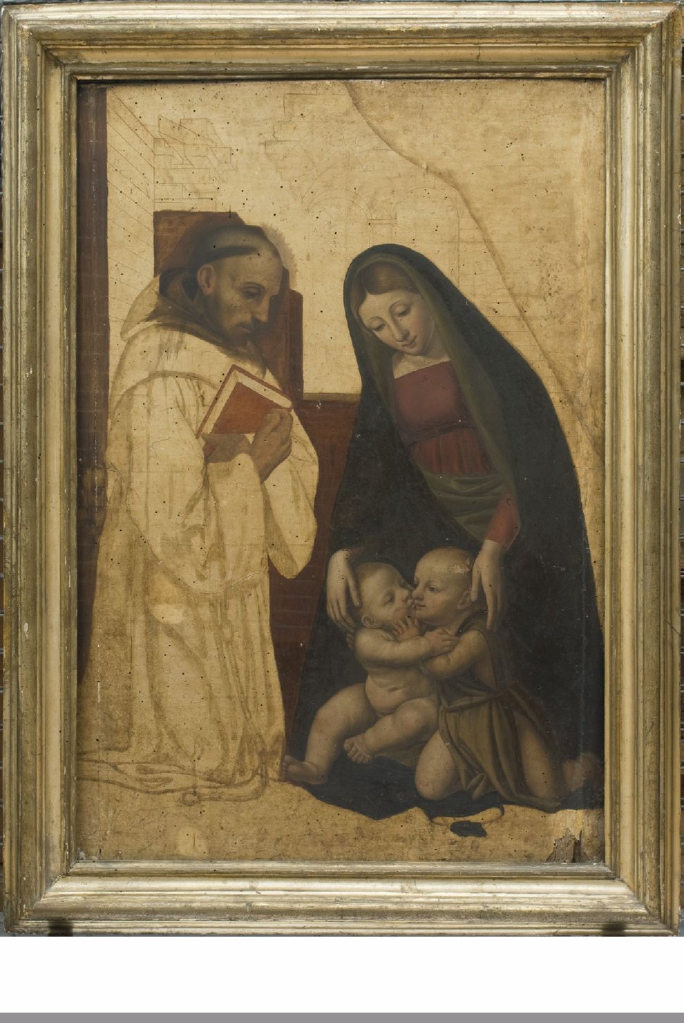 Madonna con Bambino, san Giovannino e san Francesco d'Assisi (dipinto, opera isolata) di Girolamo da Brescia (attribuito) (prima metà sec. XVI)