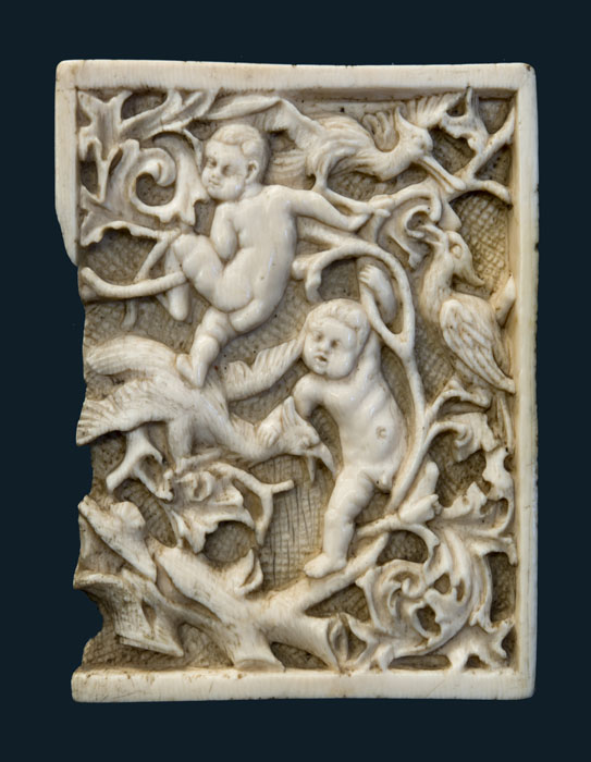 putti e uccelli che lottano (placchetta) - manifattura fiamminga, manifattura tedesca (fine/ inizio XV-XVI secc)