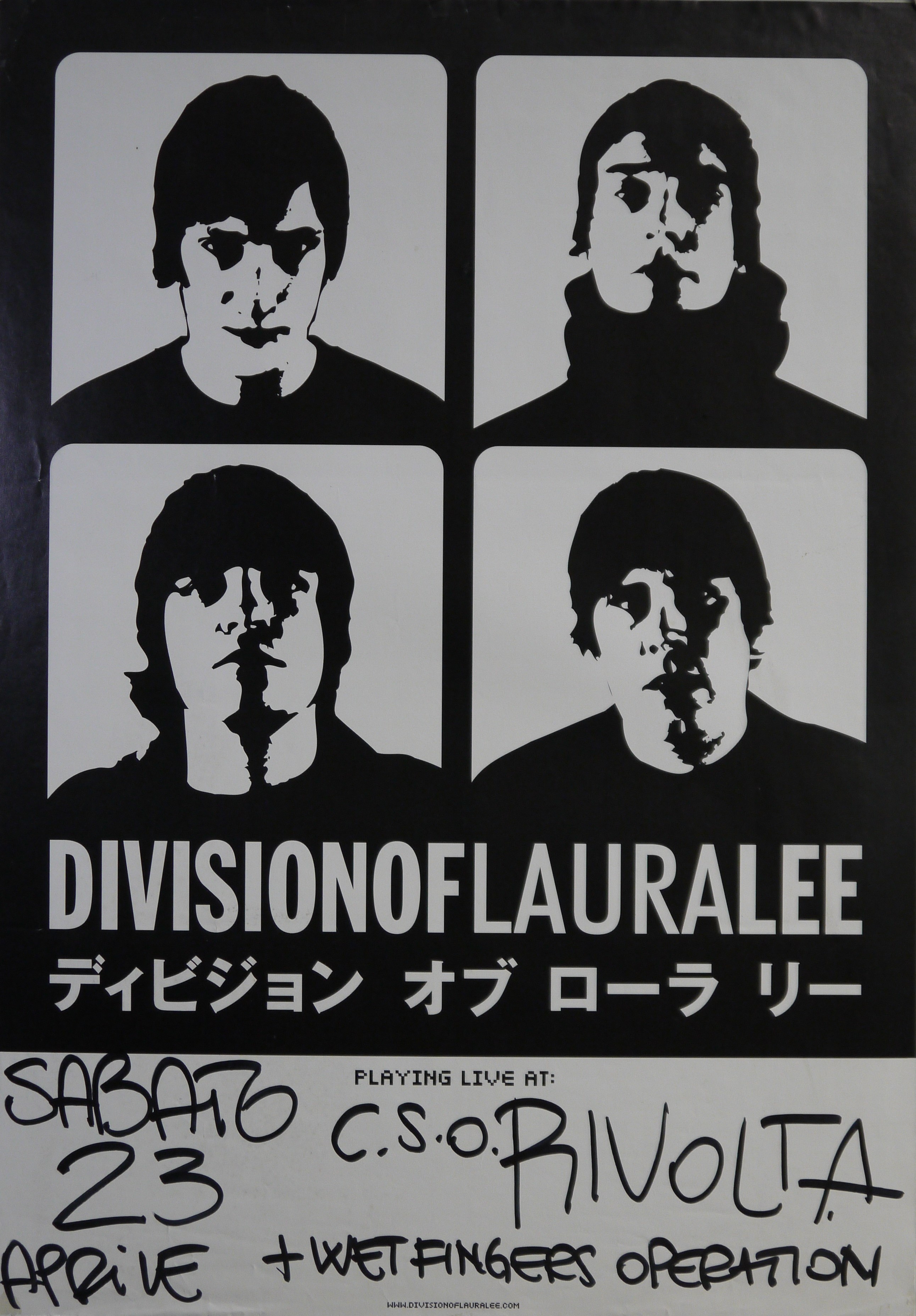 Ritratto fotografico b/n ad alto contrasto della band svedese Division of Laura Lee (manifesto) - ambito svedese (inizio XXI)