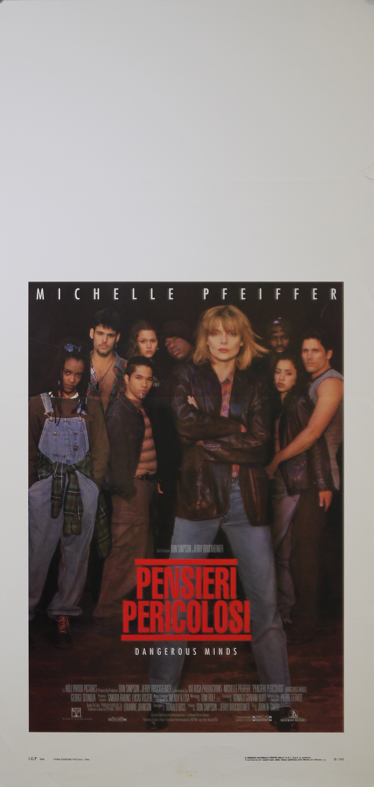 LouAnne Johnson (Michelle Pfeiffer) con i suoi studenti afroamericani e ispanici (locandina) - ambito veneto (fine XX)