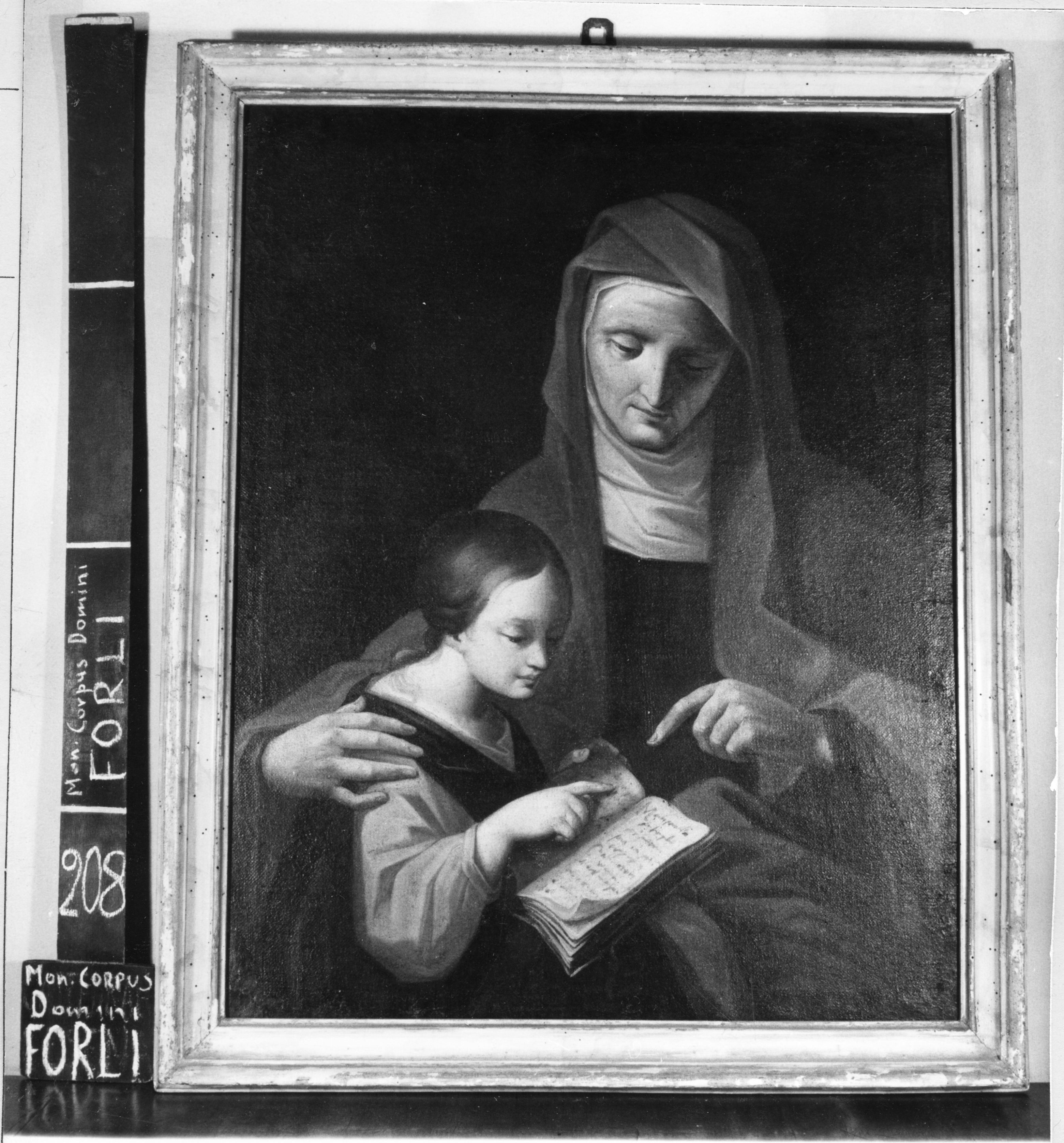 Sant'Anna insegna a leggere a Maria bambina (dipinto, opera isolata) - ambito emiliano-romagnolo (prima metà sec. XVIII)