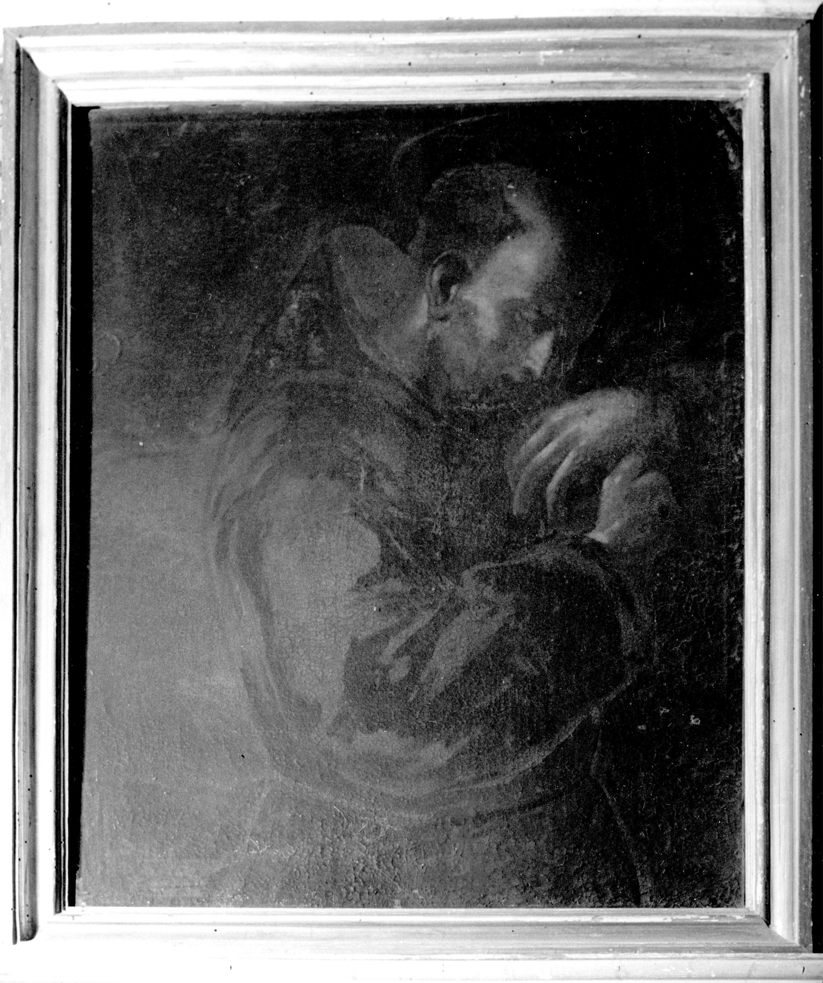San Francesco d'Assisi abbraccia la croce (dipinto, opera isolata) - ambito romagnolo (sec. XVIII)