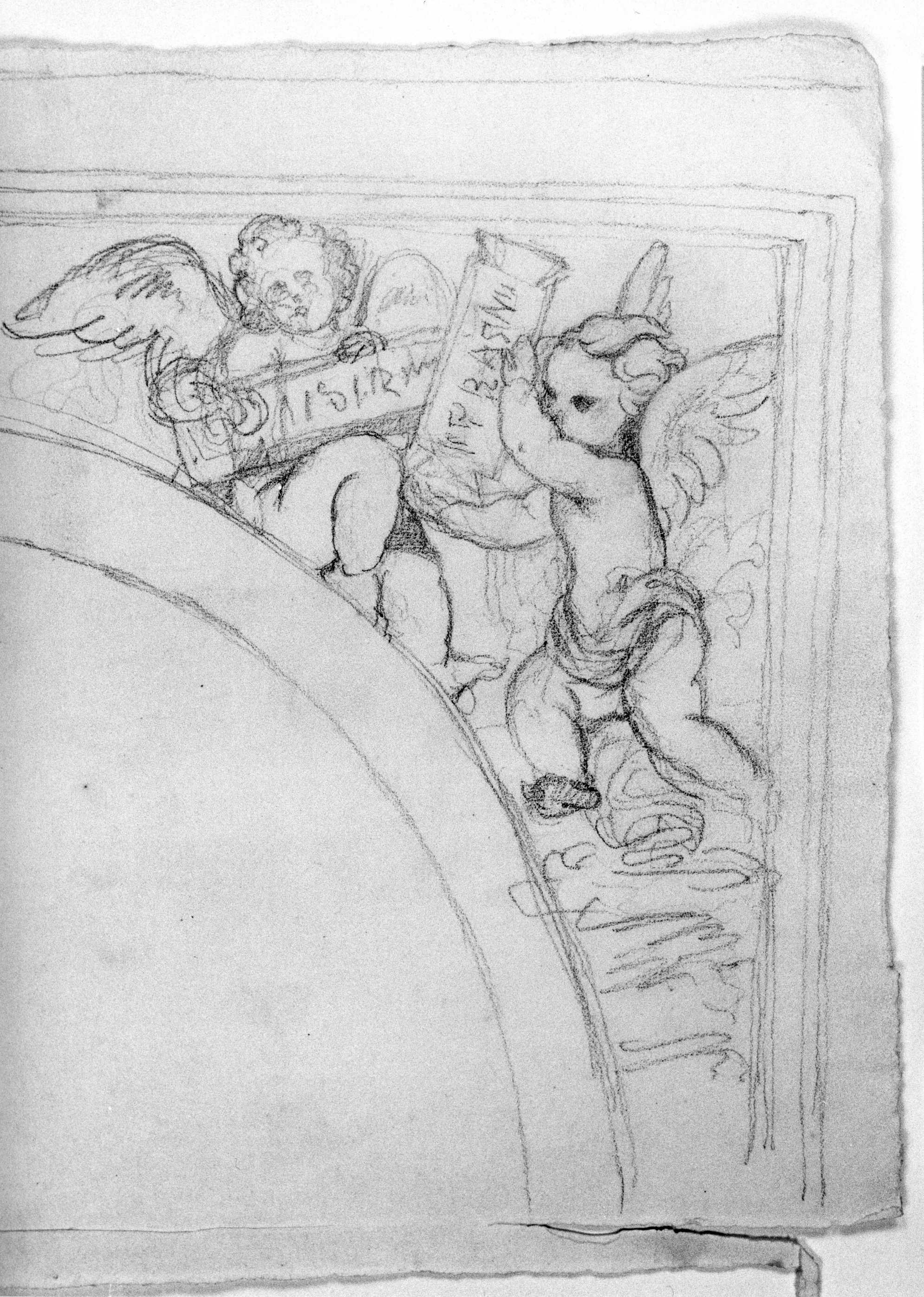 angioletti con targhe (disegno) di DuprÃ¨ Giovanni (sec. XIX)