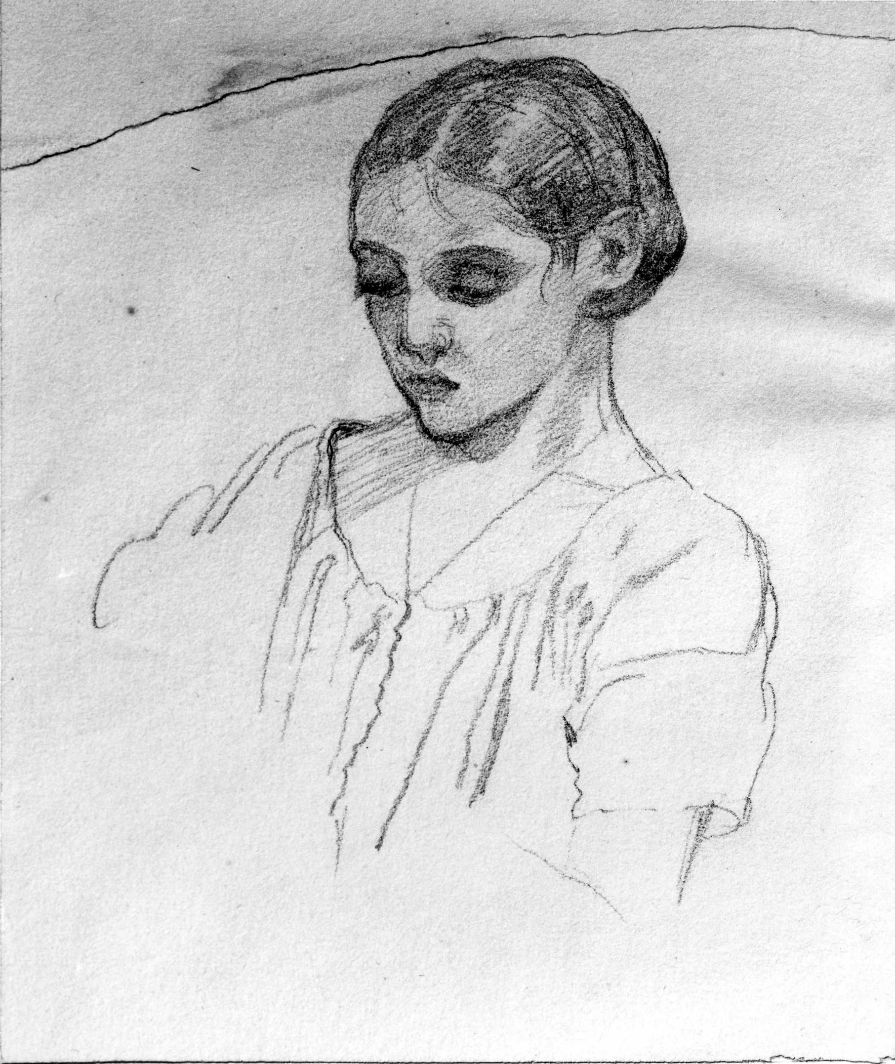 ritratto di Giuseppina fanciulla, ritratto di fanciulla (disegno) di DuprÃ¨ Giovanni (sec. XIX)